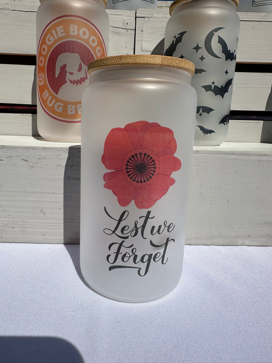 16 oz. Lest We Forget Glass Can Cup