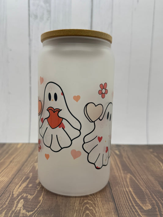 16 oz. Ghost Hearts Glass Can Cup